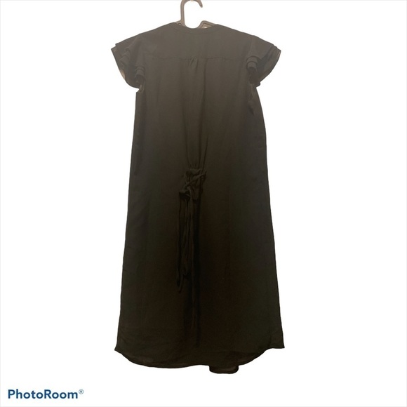 Impress  Black pleated chiffon cap ruffle sleeves dress - Picture 3 of 9